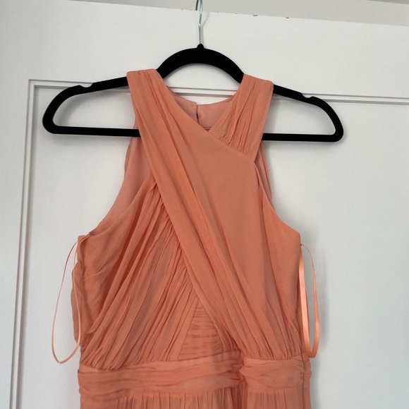 Veronica Beard Florencia Maxi-Length Dress Bright Coral Criss-cross Halter Neck - Picture 7 of 12